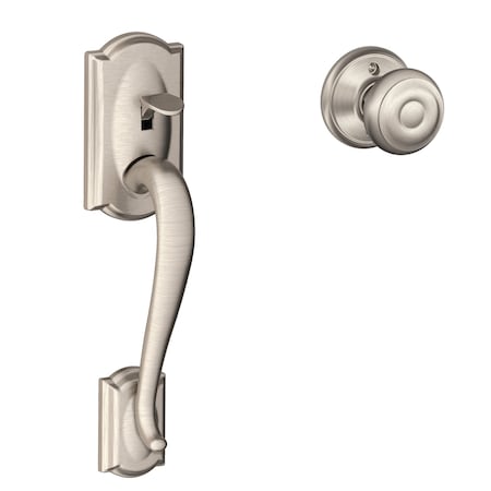 Schlage Schlage Camelot Satin Nickel Deadbolt and Entry Door Knob 1.75 in. FE285GCAM619GEO